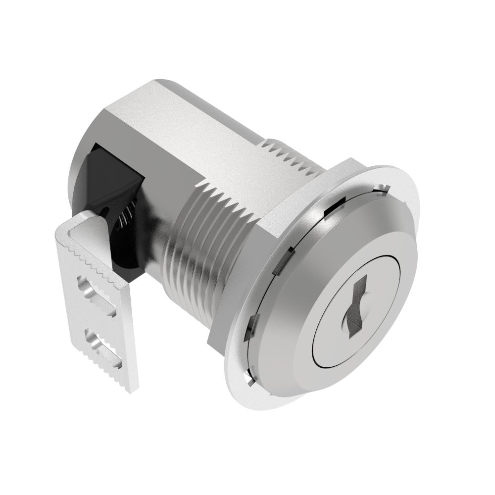 Southco Push-to-Close Latch, Large Size, Key Locking, Zinc Alloy, Chrome Plated, Polished