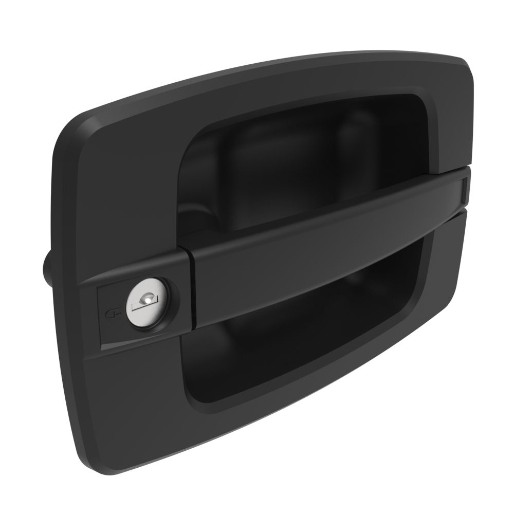 Southco Actuator, Single or Multi Point, Without Cable Bracket, Large Handle, Flush Mount, Standard Key Multiple Key Codes (2 Keys Included), Nylon, Black