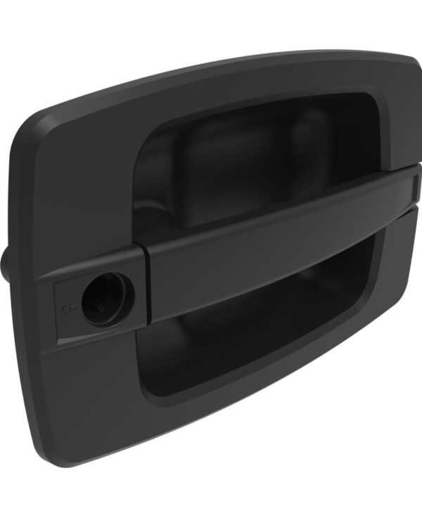 Southco Actuator, Single or Multi Point, With Cable Bracket, Large Handle, Flush Mount, Key Locking, Lockplug Sold Separately, Nylon, Black