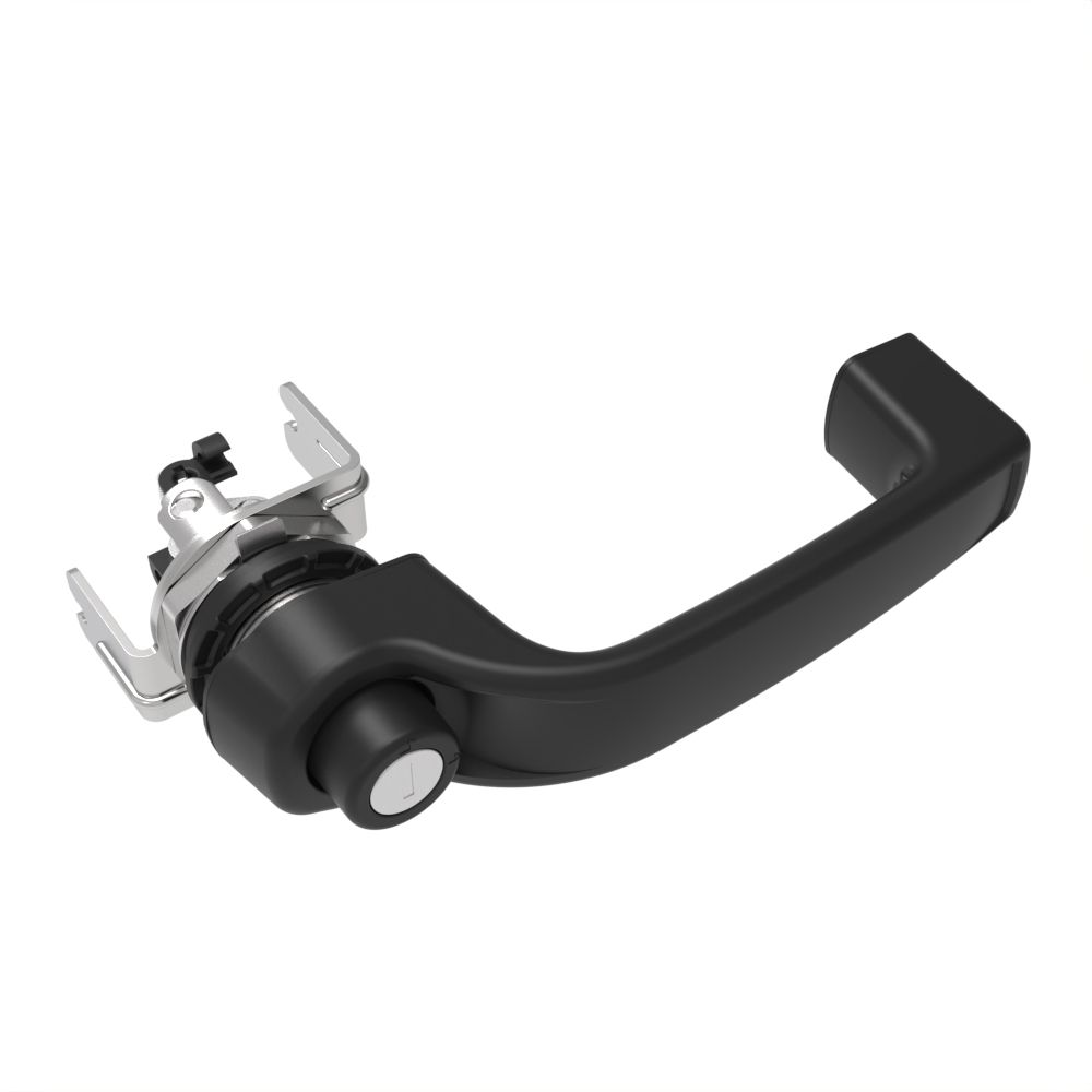 Southco Actuator, Single or Multi Point, with Cable Bracket, Push Button Handle, Reversible Multiple Key Codes (2 Keys Included), Nylon, Black