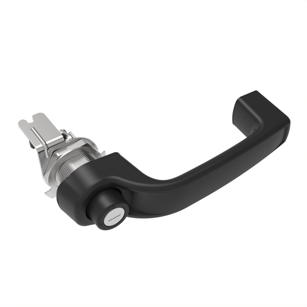 Southco Actuator, Single or Multi Point, with Cable Bracket, Push Button Handle, Standard Key Multiple Key Codes (2 Keys Included), Nylon, Black