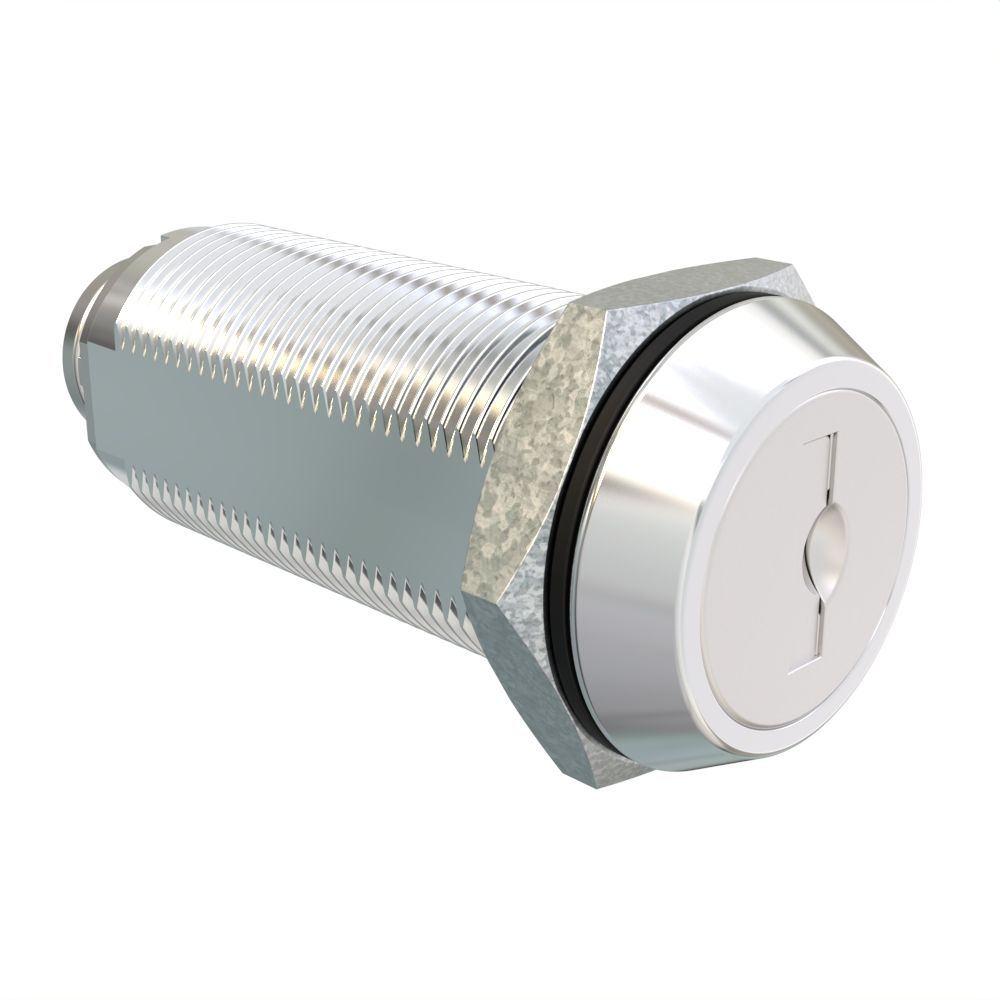 Southco Cam Lock Latch, Zinc Alloy, Stainless Covered Core, Chrome Housing