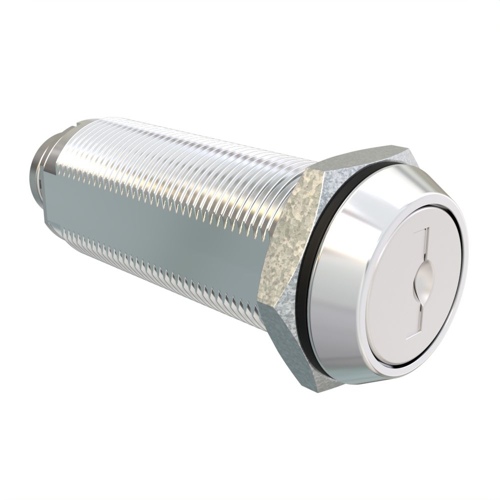 Southco Cam Lock Latch, Zinc Alloy, Stainless Covered Core, Chrome Housing