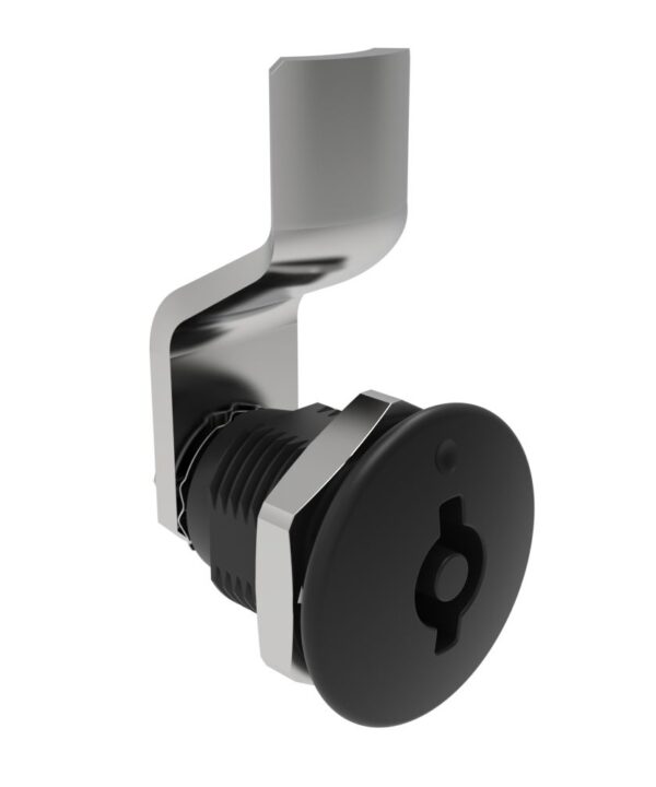 Southco Quarter-Turn Cam Latch, 5 mm Double Bitted Recess, 6mm (.24 in) Grip, Not Sealed, Zinc Alloy, Powder Coat, Black