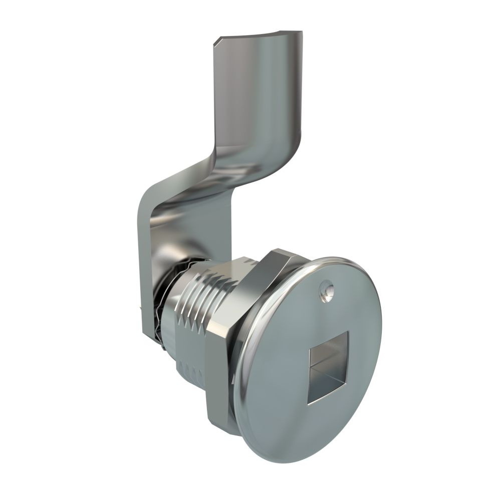 Southco Quarter-Turn Cam Latch, 8 mm Square Recess, 6mm (.24 in) Grip, Not Sealed, Zinc Alloy, Chrome Plated, Bright