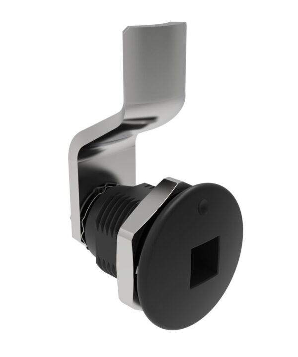 Southco Quarter-Turn Cam Latch, 8 mm Square Recess, 6mm (.24 in) Grip, Sealed, Zinc Alloy, Powder Coat, Black
