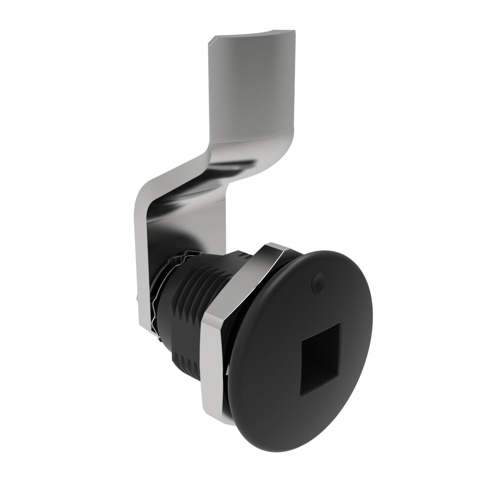 Southco Quarter-Turn Cam Latch, 8 mm Square Recess, 6mm (.24 in) Grip, Sealed, Zinc Alloy, Powder Coat, Black