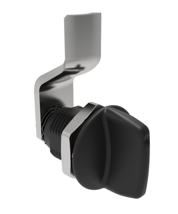 Southco Quarter-Turn Cam Latch, Tall wing, 6mm (.24 in) Grip, Not Sealed, Zinc Alloy, Powder Coat, Black