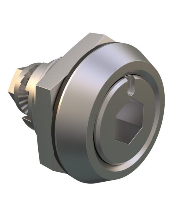 Southco Quarter-Turn Cam Latch, 8 mm Hex Recess, Without Cam, Sealed, Stainless Steel, Passivated