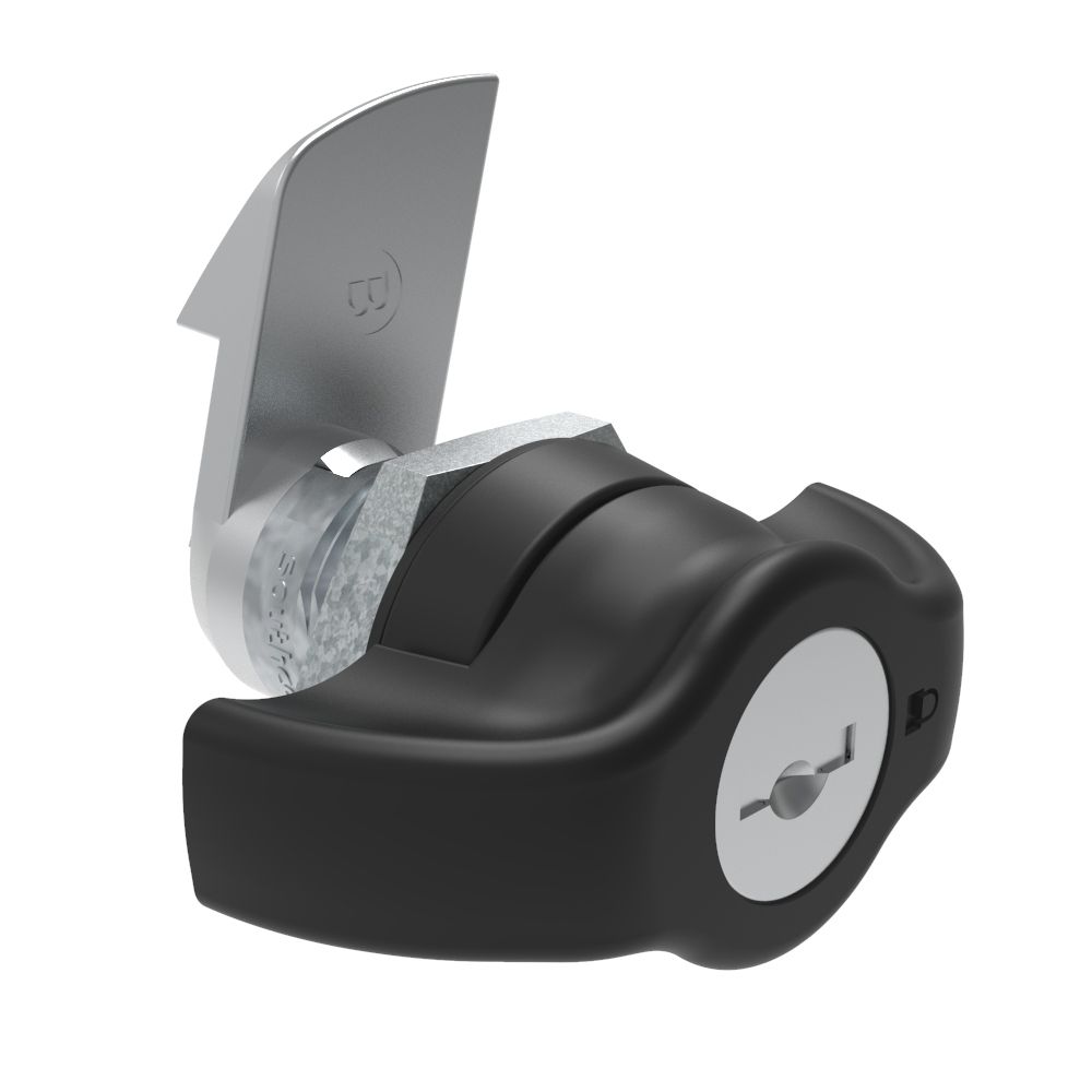 Southco Quarter-Turn Cam Latch, Key Locking (Reversible Key) Wing, 23mm (.91 in) Grip, Not Sealed, Zinc Alloy, Powder Coat, Black
