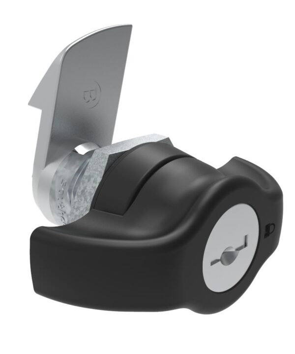 Southco Quarter-Turn Cam Latch, Key Locking (Reversible Key) Wing, 23mm (.91 in) Grip, Not Sealed, Zinc Alloy, Powder Coat, Black