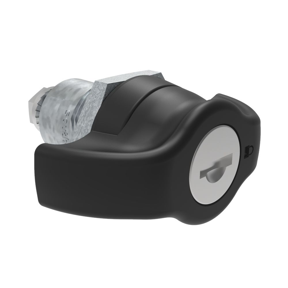 Southco Quarter-Turn Cam Latch, Key Locking (Reversible Key) Wing, Spring-return Actuator, Not Sealed, Zinc Alloy, Powder Coat, Black