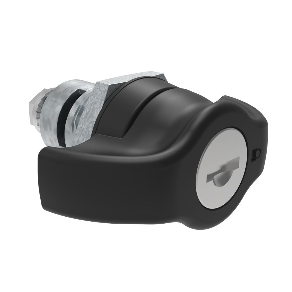 Southco Quarter-Turn Cam Latch, Key Locking (Reversible Key) Wing, Spring-return Actuator, Not Sealed, Zinc Alloy, Powder Coat, Black