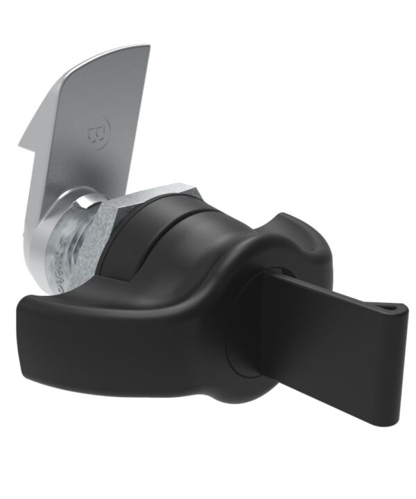 Southco Quarter-Turn Cam Latch, Key Locking (without lock core) Wing, 23mm (.91 in) Grip, Not Sealed, Zinc Alloy, Powder Coat, Black