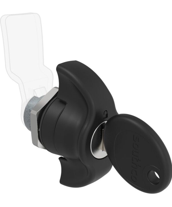 Southco Quarter-Turn Cam Latch, Key Locking (CH751) Wing, Without Cam, Sealed, Zinc Alloy, Powder Coat, Black