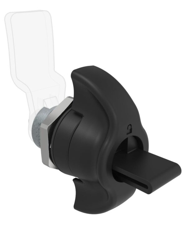 Southco Quarter-Turn Cam Latch, Key Locking (without lock core) Wing, Without Cam, Sealed, Zinc Alloy, Powder Coat, Black