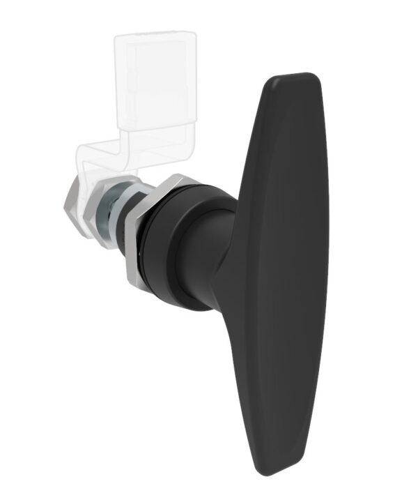 Southco QUARTER-TURN CAM LATCH, ADJUSTABLE GRIP, NON-LOCKING T-HANDLE, WITHOUT CAM, SEALED, ZINC ALLOY, POWDER COAT, BLACK