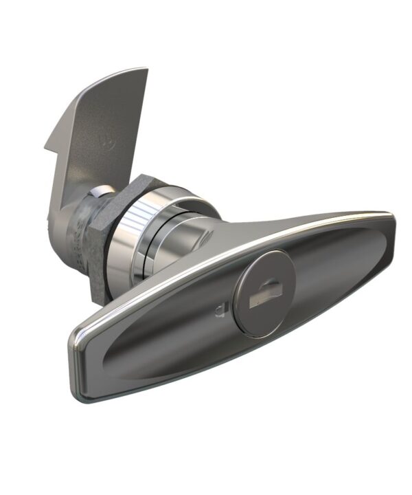Southco Quarter-Turn Cam Latch, Key Locking (CH751) T-handle, 23mm (.91 in) Grip, Not Sealed, Zinc Alloy, Chrome Plated, Bright