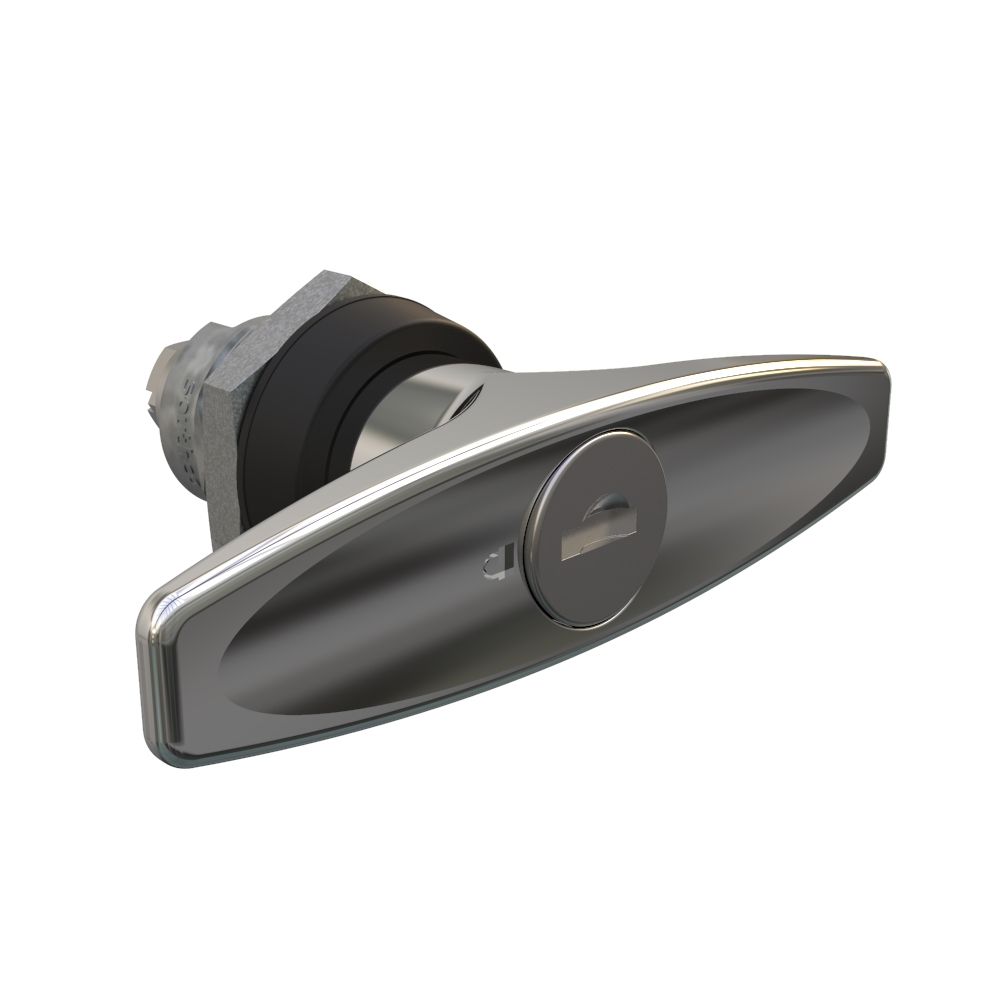 Southco Quarter-Turn Cam Latch, Key Locking (CH751) T-handle, Without Cam, Sealed, Zinc Alloy, Chrome Plated, Bright