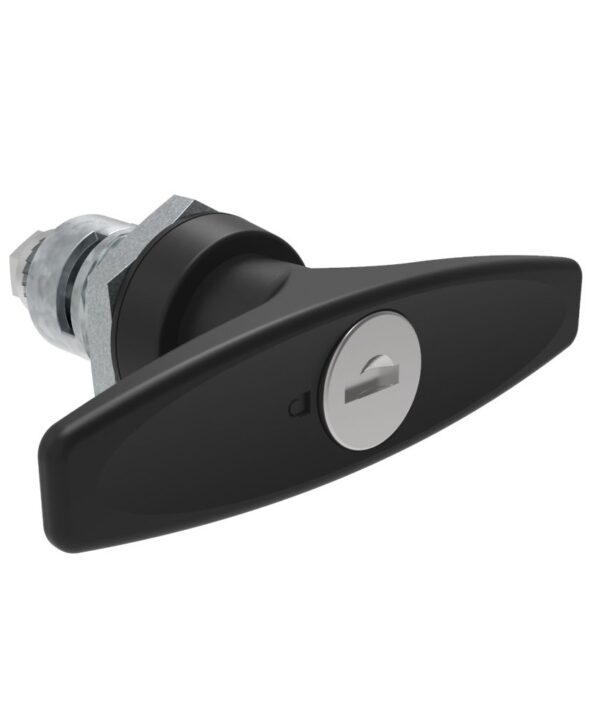 Southco Quarter-Turn Cam Latch, Key Locking (CH751) T-handle, Spring-return Actuator, Not Sealed, Zinc Alloy, Powder Coat, Black