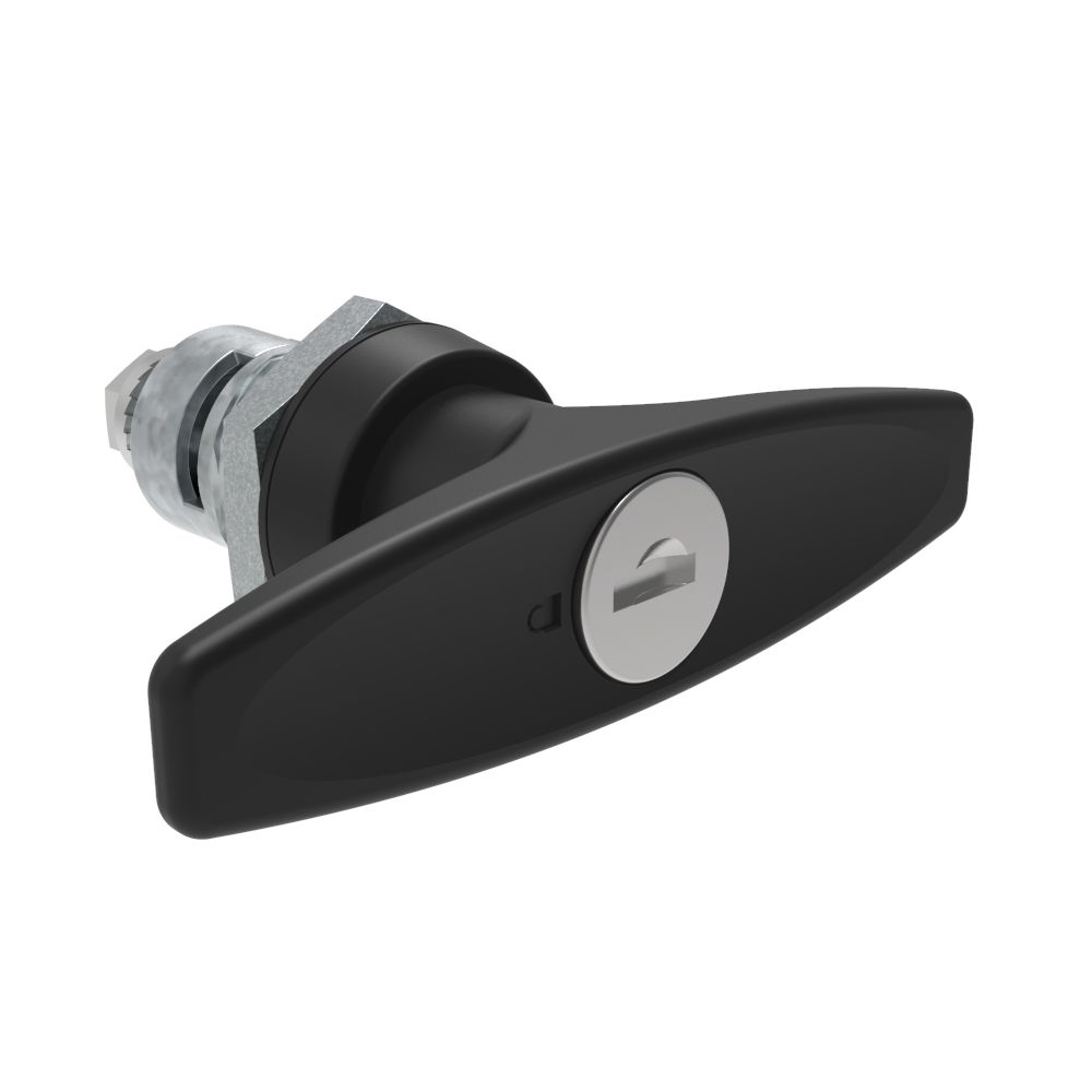 Southco Quarter-Turn Cam Latch, Key Locking (CH751) T-handle, Spring-return Actuator, Not Sealed, Zinc Alloy, Powder Coat, Black