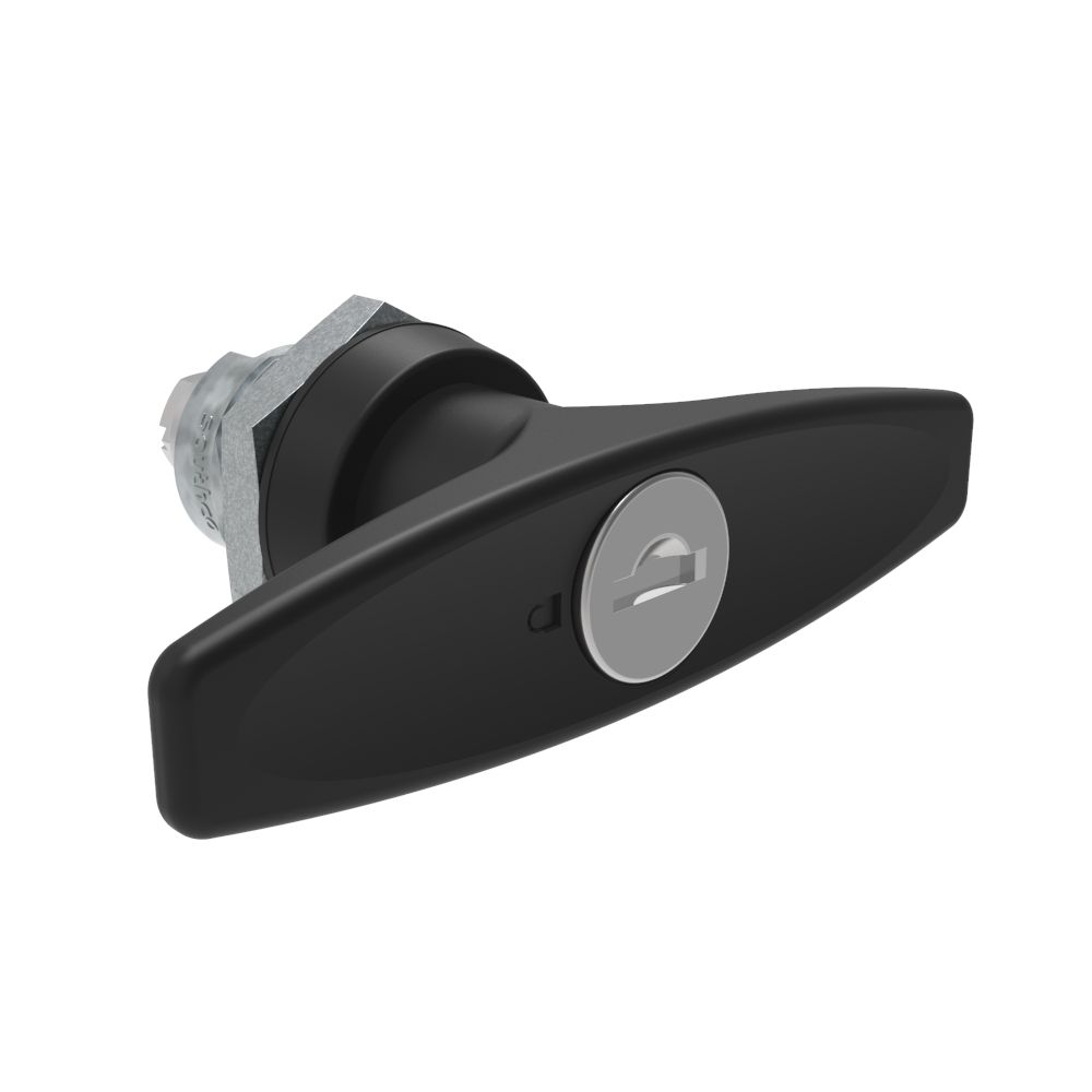 Southco Quarter-Turn Cam Latch, Key Locking (CH751) T-handle, Without Cam, Sealed, Zinc Alloy, Powder Coat, Black