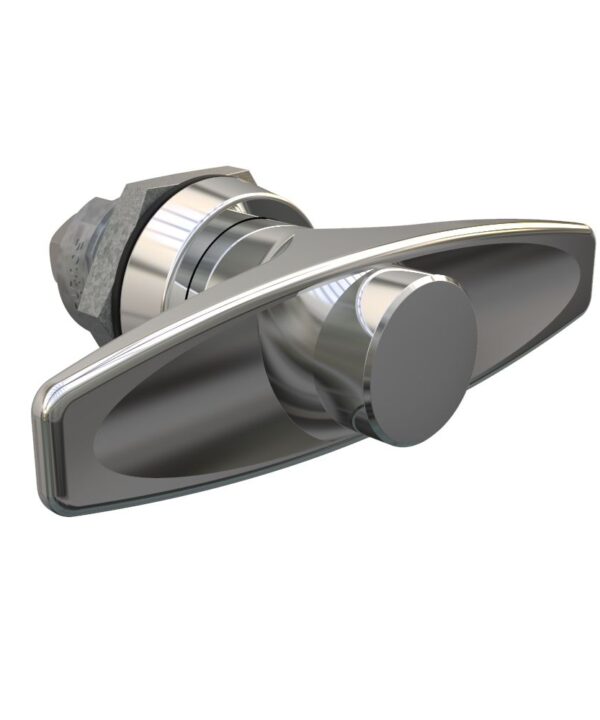 Southco Quarter-Turn Cam Latch, Key Locking (without lock core) T-handle, Without Cam, Sealed, Zinc Alloy, Chrome Plated, Bright