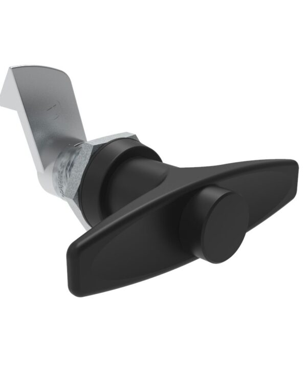 Southco Quarter-Turn Cam Latch, Key Locking (without lock core) T-handle, 23mm (.91 in) Grip, Not Sealed, Zinc Alloy, Powder Coat, Black