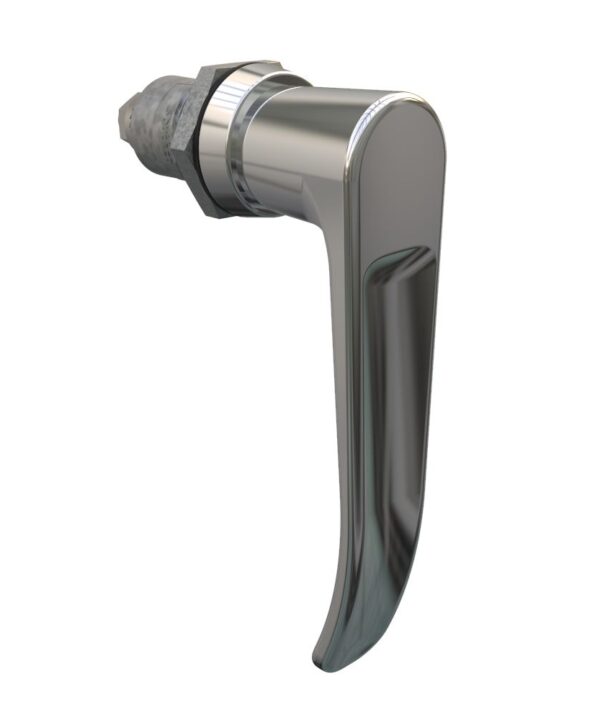 Southco Quarter-Turn Cam Latch, L-handle, Spring-return Actuator, Not Sealed, Zinc Alloy, Chrome Plated, Bright
