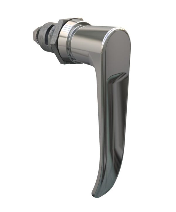 Southco Quarter-Turn Cam Latch, L-handle, Spring-return Actuator, Not Sealed, Zinc Alloy, Chrome Plated, Bright