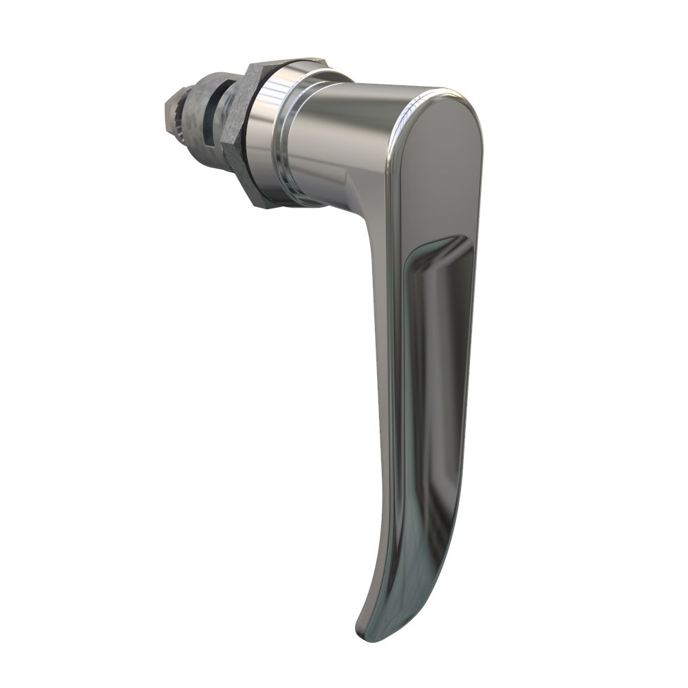 Southco Quarter-Turn Cam Latch, L-handle, Spring-return Actuator, Not Sealed, Zinc Alloy, Chrome Plated, Bright