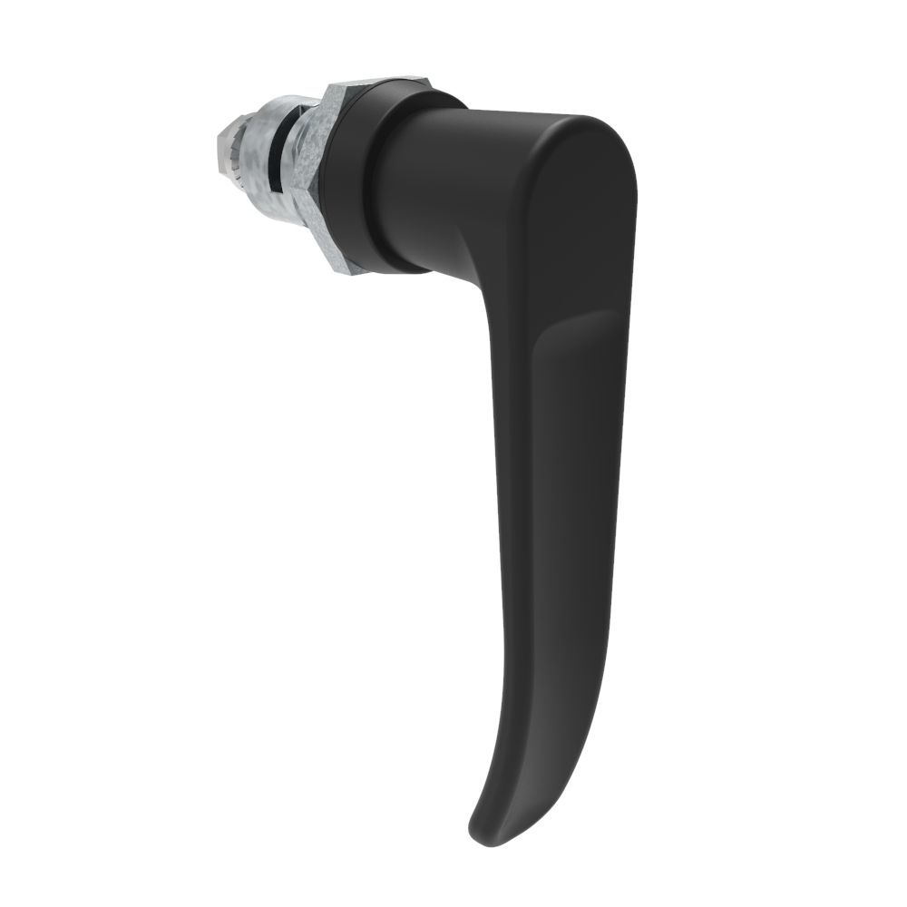 Southco Quarter-Turn Cam Latch, L-handle, Spring-return Actuator, Not Sealed, Zinc Alloy, Powder Coat, Black