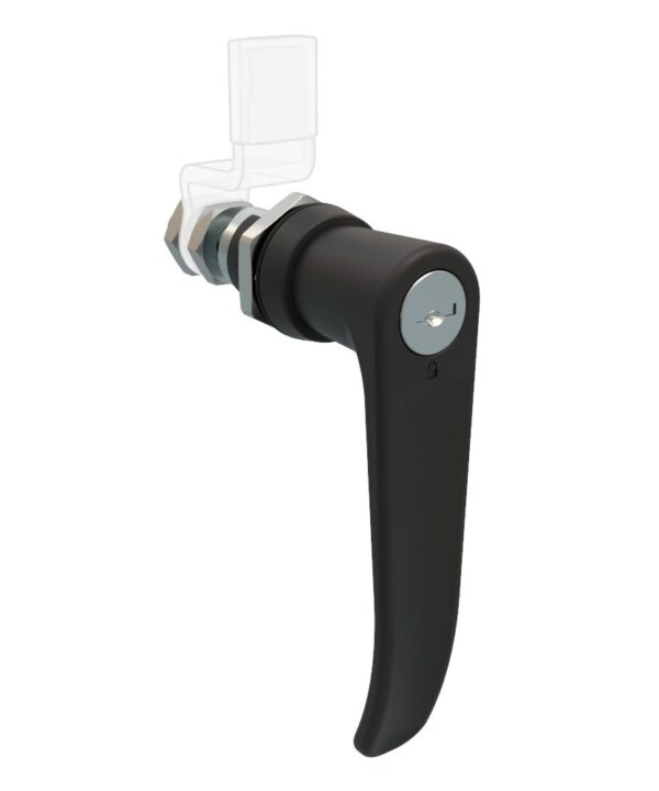 Southco QUARTER-TURN CAM LATCH, ADJUSTABLE GRIP, KEY-LOCKING (R001) L-HANDLE, WITHOUT CAM, SEALED, ZINC ALLOY, POWDER COAT, BLACK