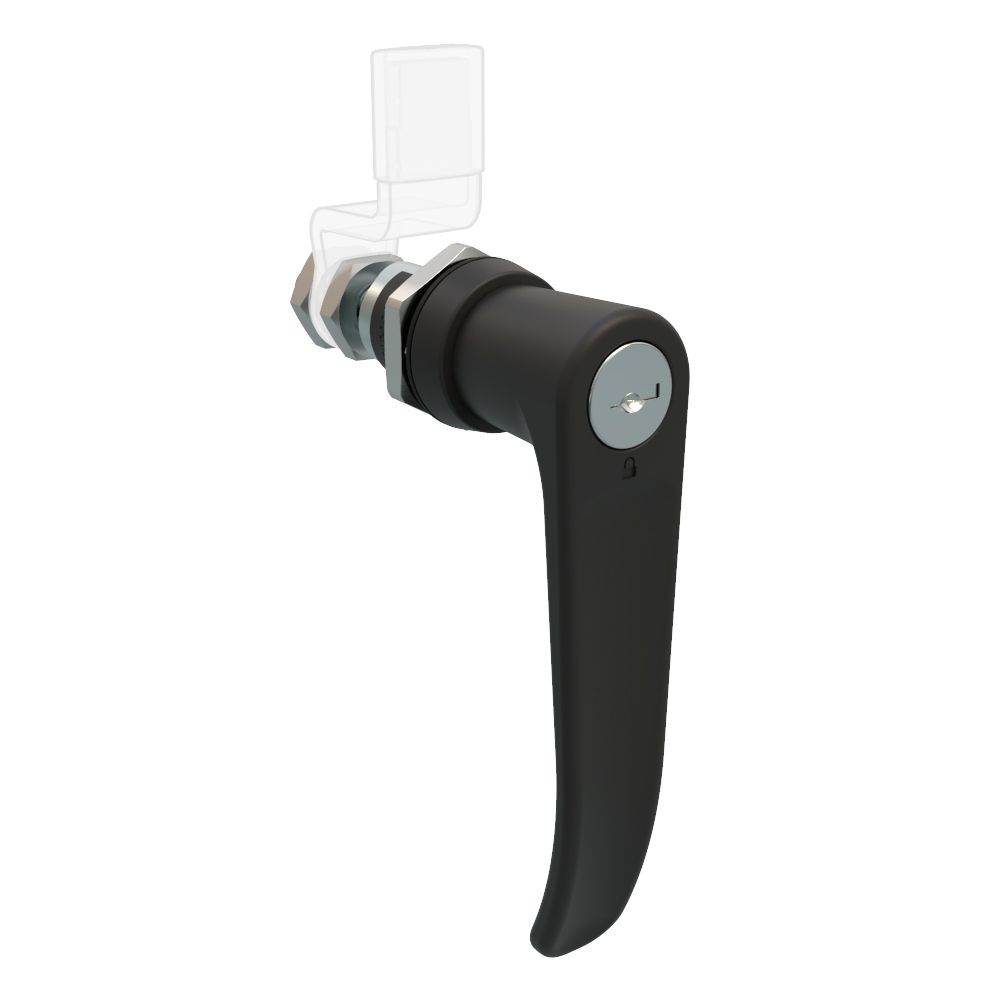 Southco QUARTER-TURN CAM LATCH, ADJUSTABLE GRIP, KEY-LOCKING (R001) L-HANDLE, WITHOUT CAM, SEALED, ZINC ALLOY, POWDER COAT, BLACK