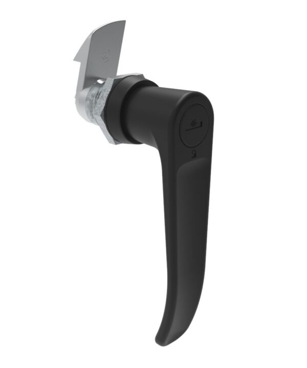 Southco Quarter-Turn Cam Latch, Key Locking (Reversible Key) L-handle, 23mm (.91 in) Grip, Not Sealed, Zinc Alloy, Powder Coat, Black