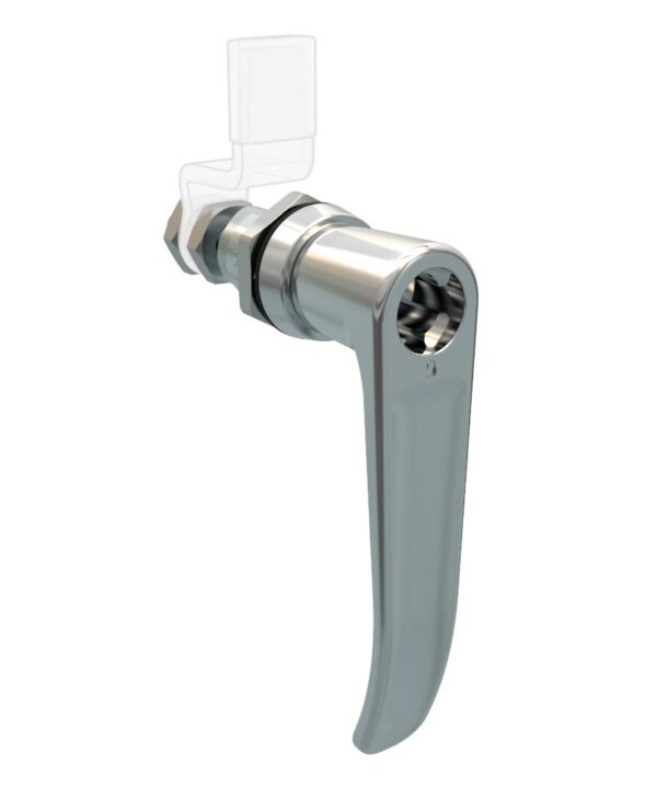 Southco QUARTER-TURN CAM LATCH, ADJUSTABLE GRIP, KEY-LOCKING (WITHOUT LOCK CORE) L-HANDLE, WITHOUT CAM, SEALED, ZINC ALLOY, CHROME PLATED, BRIGHT