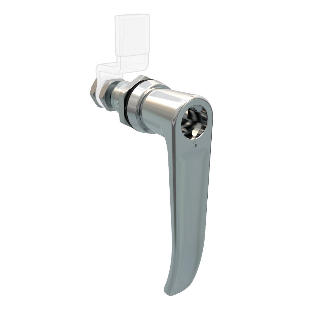 Southco QUARTER-TURN CAM LATCH, ADJUSTABLE GRIP, KEY-LOCKING (WITHOUT LOCK CORE) L-HANDLE, WITHOUT CAM, SEALED, ZINC ALLOY, CHROME PLATED, BRIGHT
