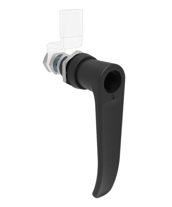 Southco QUARTER-TURN CAM LATCH, ADJUSTABLE GRIP, KEY-LOCKING (WITHOUT LOCK CORE) L-HANDLE, WITHOUT CAM, SEALED, ZINC ALLOY, POWDER COAT, BLACK