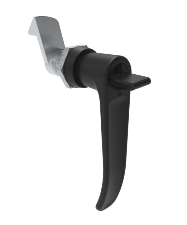 Southco Quarter-Turn Cam Latch, Key Locking (without lock core) L-handle, 23mm (.91 in) Grip, Not Sealed, Zinc Alloy, Powder Coat, Black