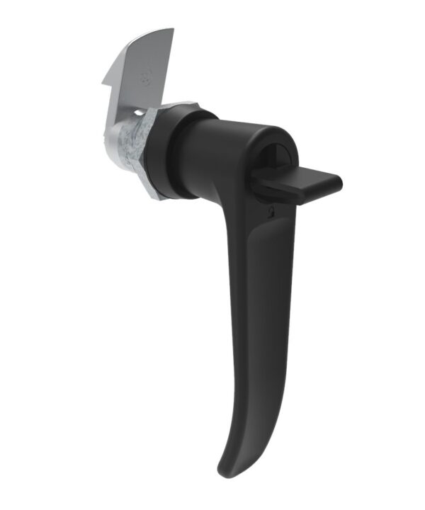 Southco Quarter-Turn Cam Latch, Key Locking (without lock core) L-handle, 23mm (.91 in) Grip, Not Sealed, Zinc Alloy, Powder Coat, Black