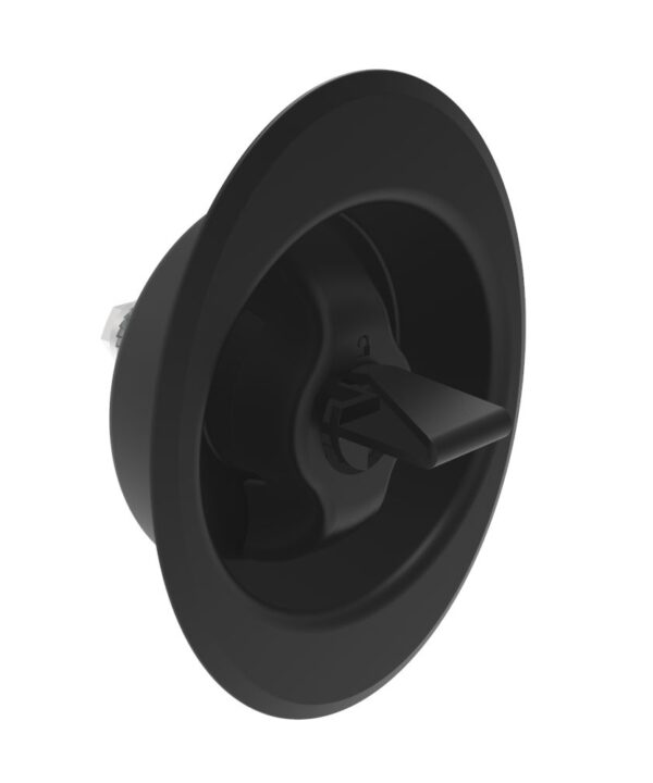 Southco Quarter-Turn Cam Latch, Clockwise to Latch, Flush Cup Wing Style, Spring-return Actuator, Not Sealed, Zinc Alloy, Powder Coat, Black