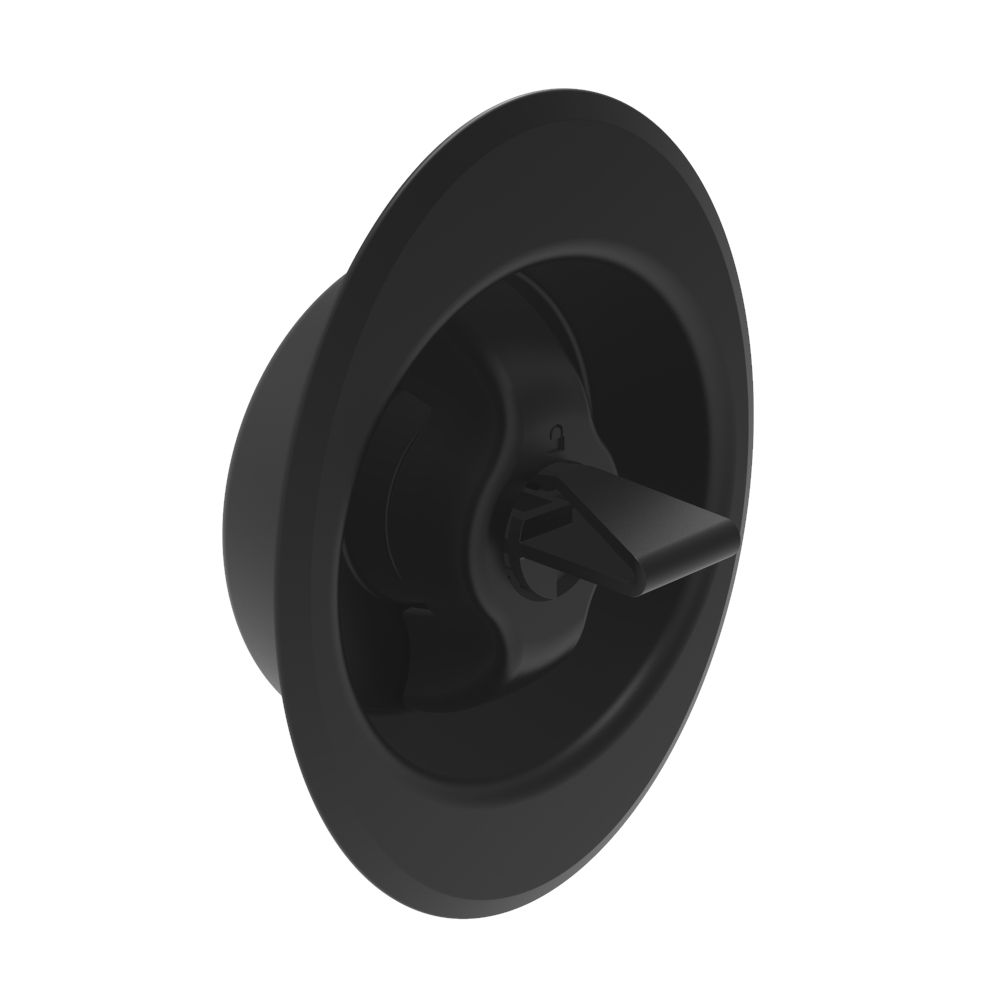 Southco Quarter-Turn Cam Latch, Clockwise to Latch, Flush Cup Wing Style, Without Cam, Sealed, Zinc Alloy, Powder Coat, Black