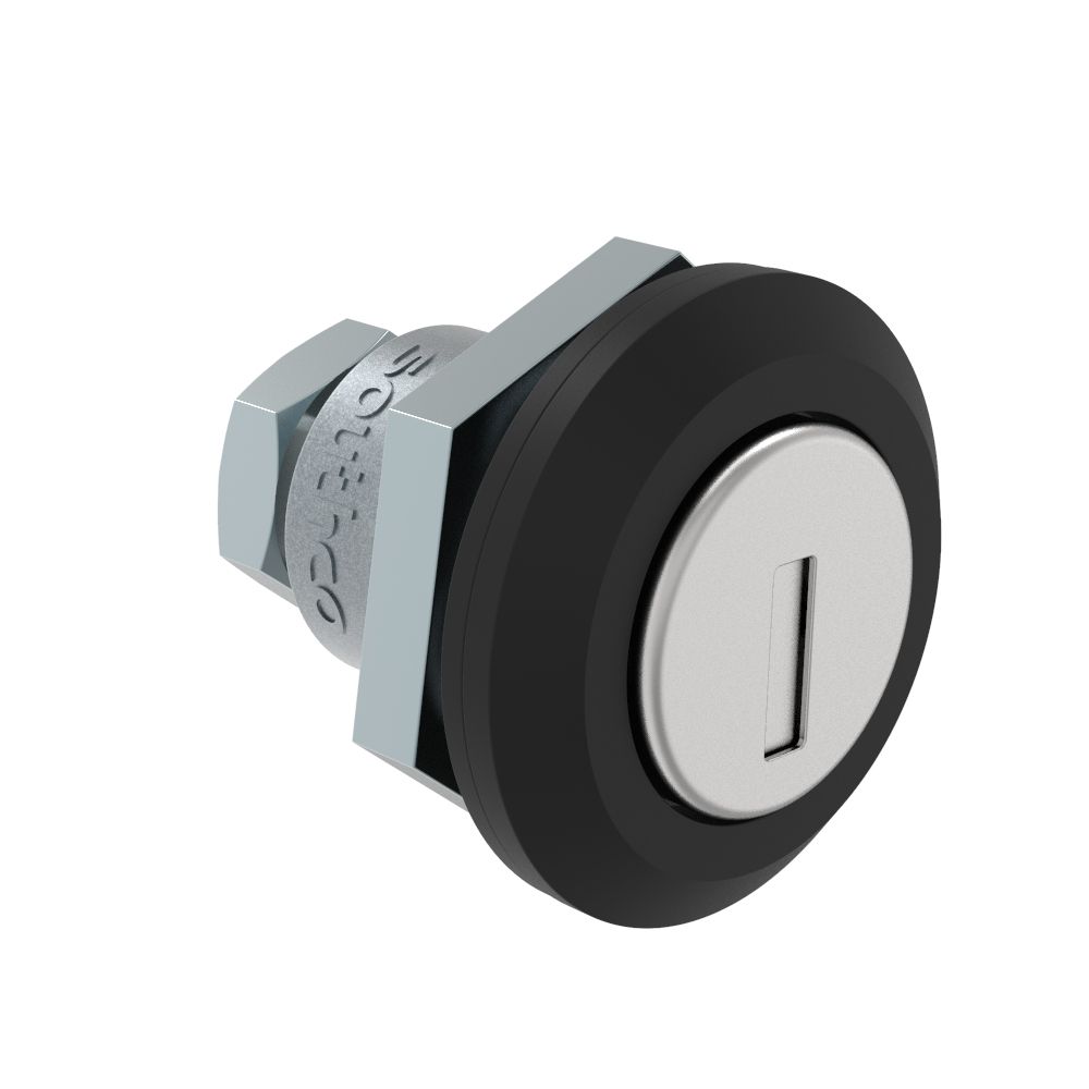 Southco Fixed Grip Cam Latch, Mini, Key-Locking, Sealed, Zinc Alloy, Powder Coat, Black