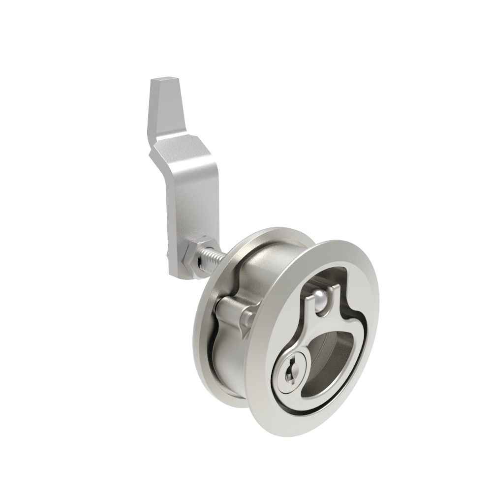 Southco Compression Latch, Medium Size, Key Locking, 18.5 - 29mm (.073 - 1.14 in) Door thickness, 27 - 40mm or 51 -64mm (1.06 - 1.57 in or 2.00 - 2.52 in) Grip, 316 Stainless Steel, Electropolished