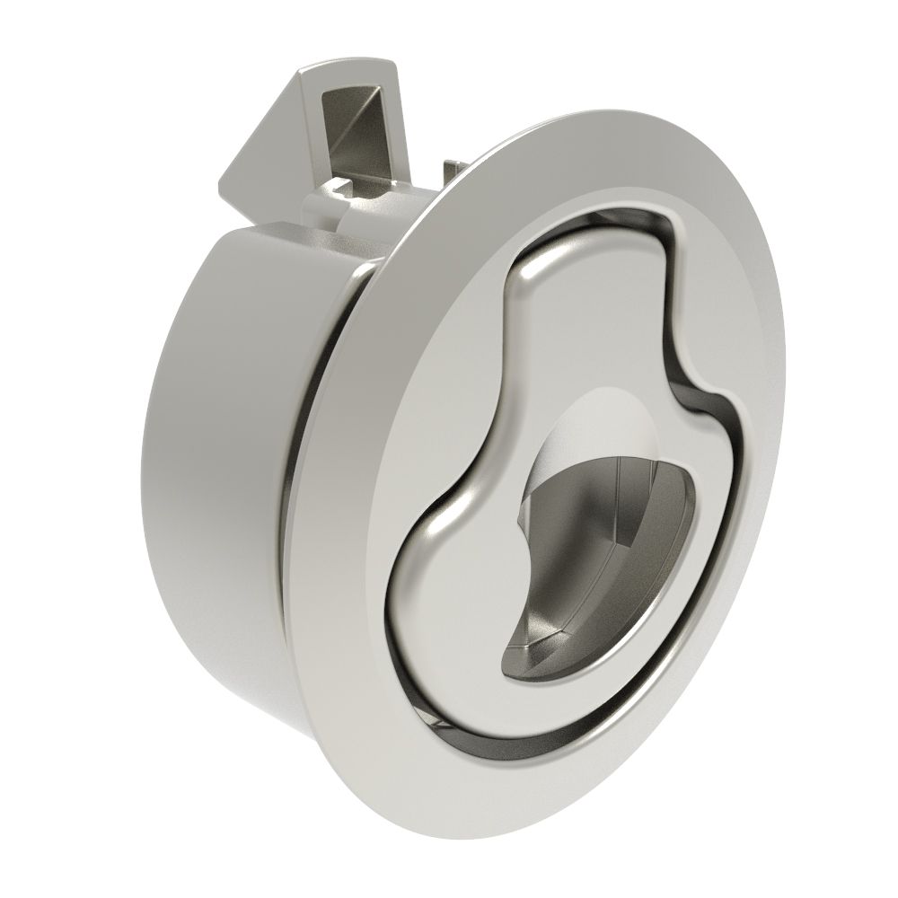 Southco Push-to-Close Latch, Large Size, No Restriction, 2 - 12mm (.075 - . 475in) Door thickness, 20mm (.75 in) Grip, 316 Stainless Steel, Electropolished