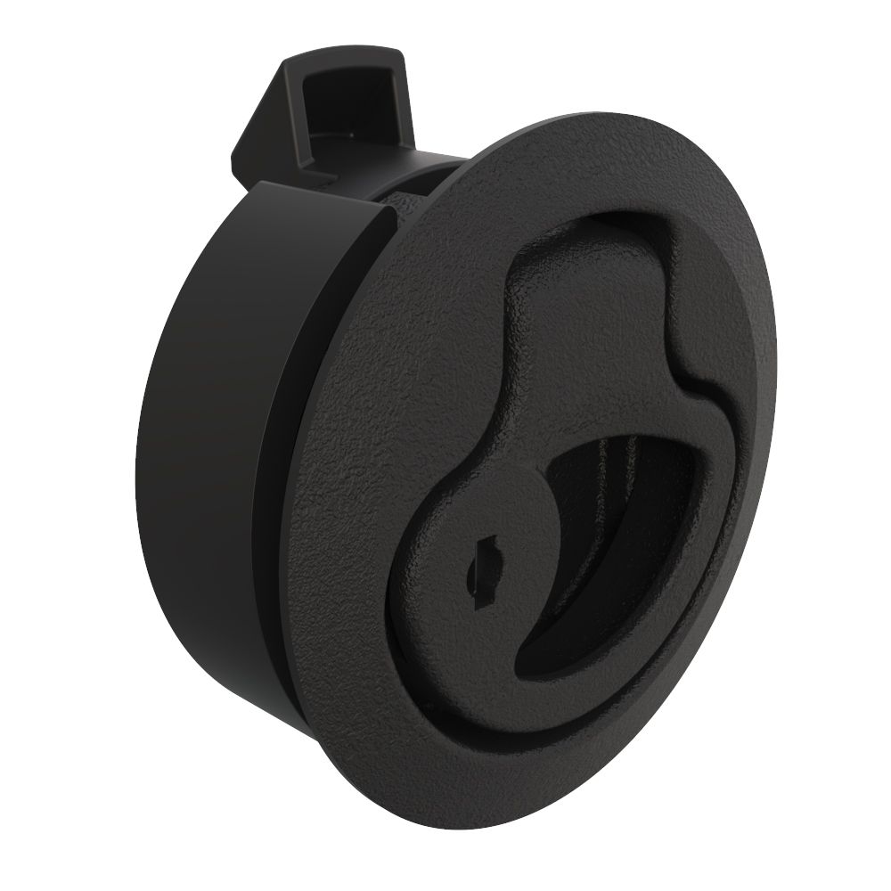 Southco Push-to-Close Latch, Medium Size, Key Locking, 2 - 7mm (.075 - .275 in) Door thickness, 25.5mm (1.00 in) Grip, Plastic, Natural