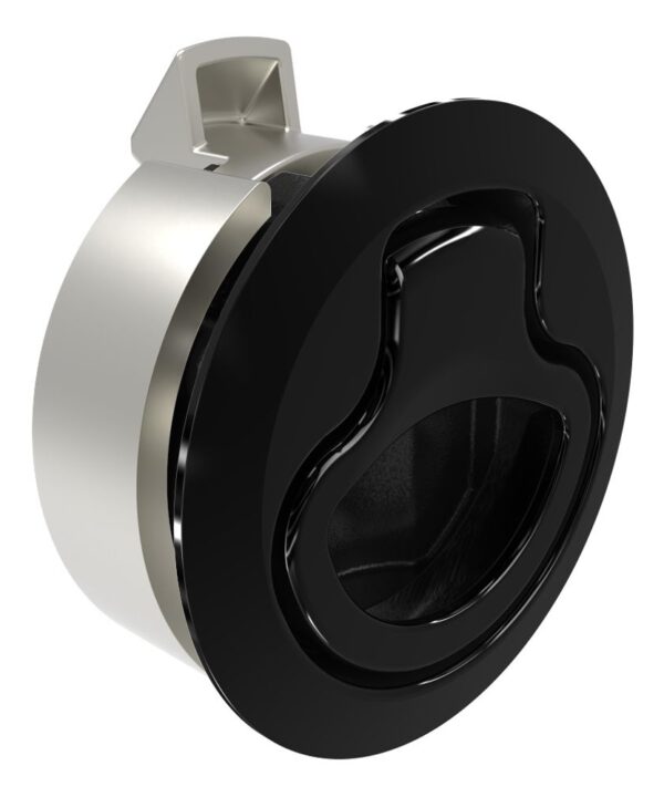 Southco Push-to-Close Latch, Medium Size, Key Locking, 2 - 7mm (.075 - .275 in) Door thickness, 25.5mm (1.00 in) Grip, 316 Stainless Steel, Black PVD