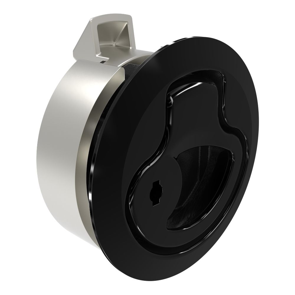 Southco Push-to-Close Latch, Medium Size, No Restriction, 2 - 7mm (.075 - .275 in) Door thickness, 25.5mm (1.00 in) Grip, 316 Stainless Steel, Black PVD