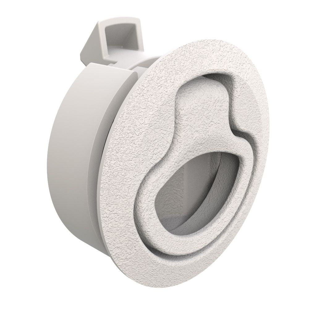 Southco Push-to-Close Latch, Medium Size, No Restriction, 2 - 7mm (.075 - .275 in) Door thickness, 25.5mm (1.00 in) Grip, Plastic, Natural