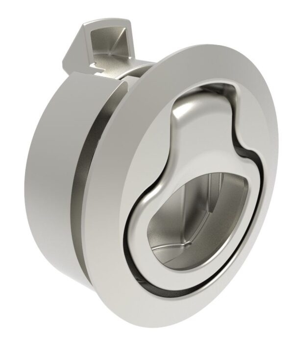 Southco Push-to-Close Latch, Medium Size, No Restriction, 2 - 7mm (.075 - .275 in) Door thickness, 25.5mm (1.00 in) Grip, 316 Stainless Steel, Electropolished